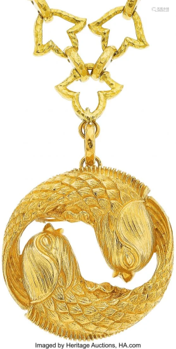 55032: Gold Pendant-Necklace, David Webb The 18k gold