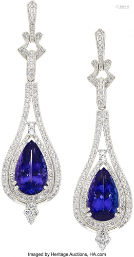 55248: Tanzanite, Diamond, White Gold Earrings, Michael