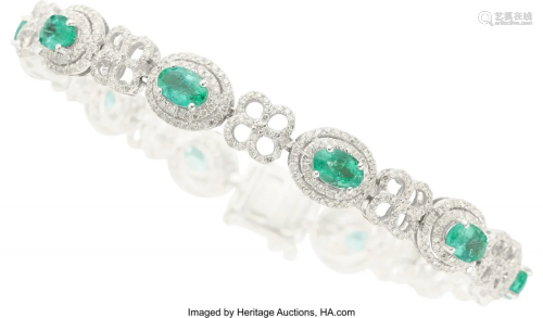 55273: Emerald, Diamond, White Gold Bracelet, Michael C