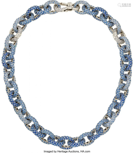 55069: Sapphire, Diamond, White Gold Necklace, Judith R