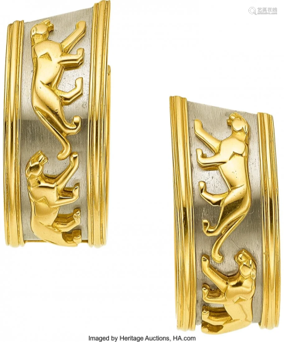 55178: Gold Earrings, Cartier, French The 18k white a