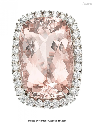 55035: Morganite, Diamond, White Gold Ring The ring fe