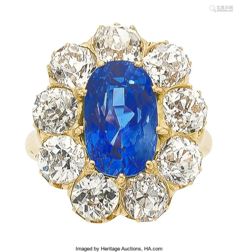 55357: Ceylon Sapphire, Diamond, Gold Ring The ring fe