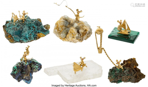 55104: Ruby, Mineral Specimen, Gold Figurines, Setay T