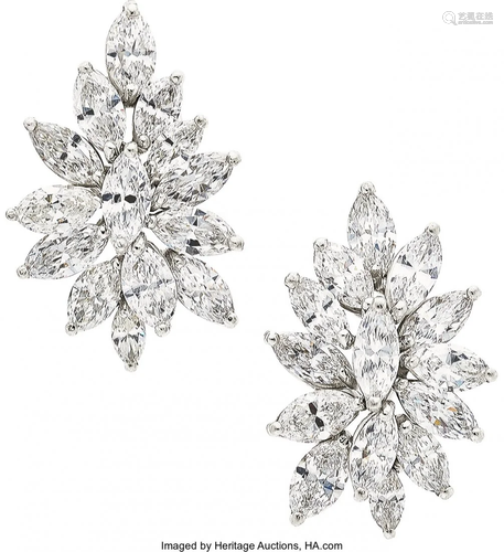 55216: Diamond, White Gold Earrings The cluster earrin