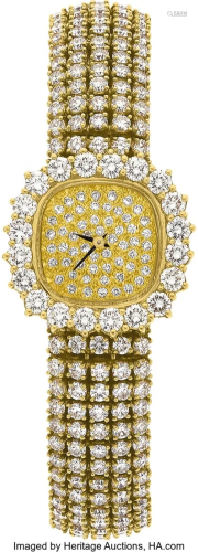 55138: Swiss Lady's Diamond, Gold Watch Case: 24 mm, c