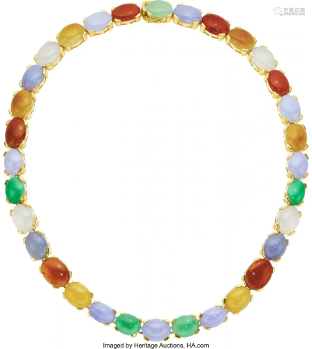 55180: Jadeite Jade, Gold Necklace, Gumps The necklace