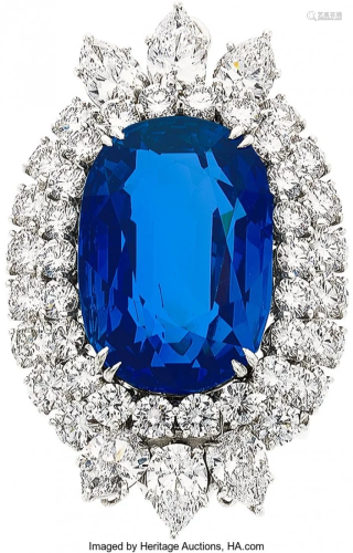 55149: Burma Sapphire, Diamond, Platinum Pendant, Harry