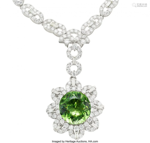 55268: Tourmaline, Diamond, White Gold Necklace, Michae