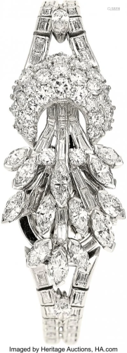 55141: Swiss Lady's Diamond, Platinum Covered Dial Inte