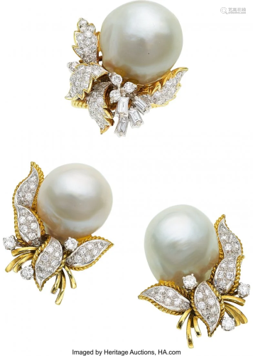 55269: South Sea Cultured Pearl, Diamond, Gold Jewelry