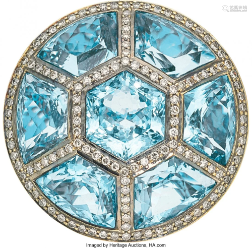 55099: Blue Topaz, Diamond, Gold Ring, Zorab The ring