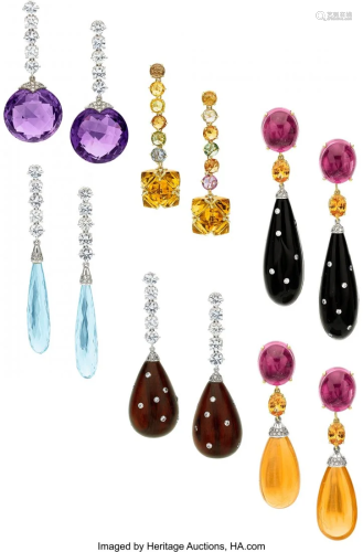 55143: Multi-Stone, Diamond, Wood, Gold Earrings, Paolo