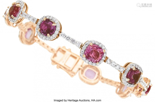 55283: Pink Sapphire, Diamond, Rose Gold Bracelet, Mich