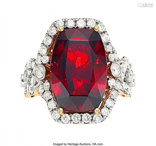 55238: Spessartine Garnet, Diamond, Rose Gold Ring, Mic