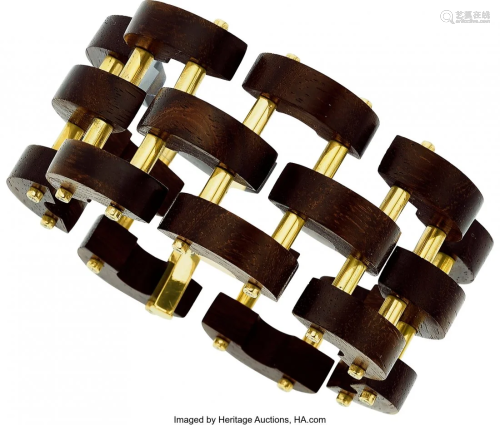 55048: Diamond, Wood, Gold Bracelet, Aletto Brothers