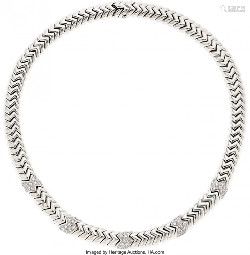 55318: Diamond, White Gold Necklace, Bvlgari The Spiga