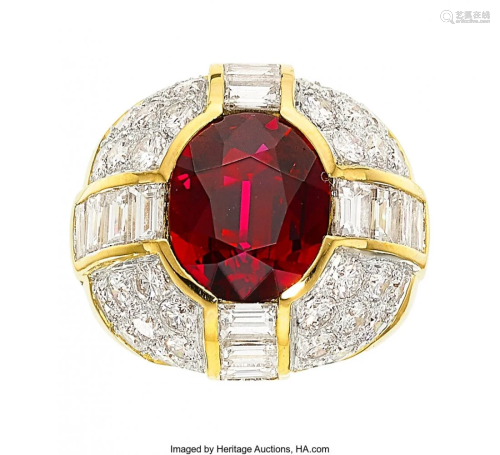 55072: Ruby, Diamond, Gold Ring The ring features an
