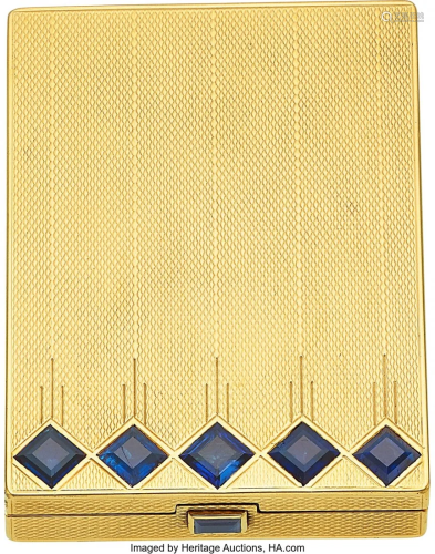 55200: Art Deco Sapphire, Gold Compact, Van Cleef & Arp