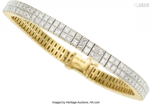55090: Diamond, Gold Bracelet The bracelet features sq