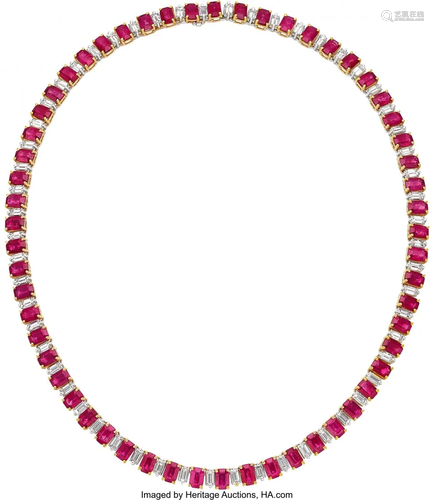 55381: Ruby, Diamond, Platinum, Gold Necklace, Bvlgari