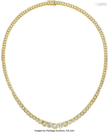55091: Diamond, Gold Necklace The rivière neckl