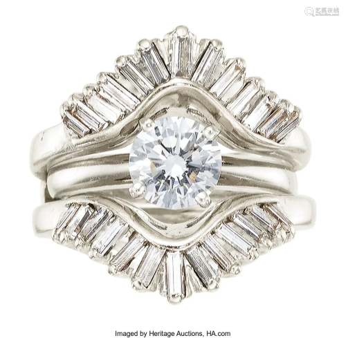 55363: Diamond, Platinum, White Gold Ring Set The lot