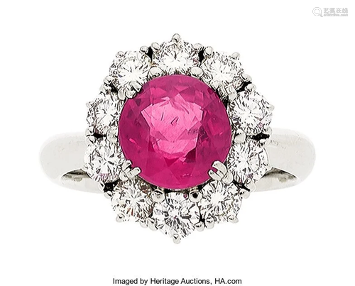 55327: Burma Ruby, Diamond, Platinum Ring The ring fe