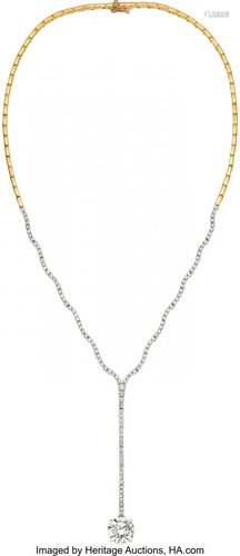 55300: Diamond, Gold Necklace The necklace features a