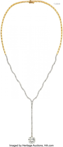 55300: Diamond, Gold Necklace The necklace features a