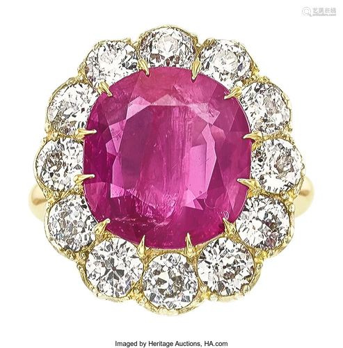 55323: Burma Pink Sapphire, Diamond, Gold Ring The ri