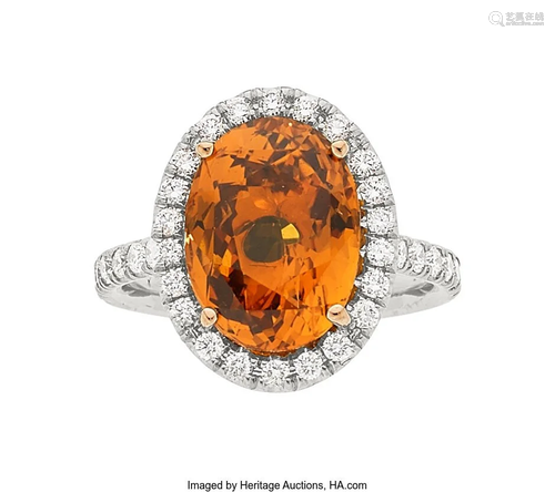 55313: Orange Sapphire, Diamond, Platinum, White Gold R