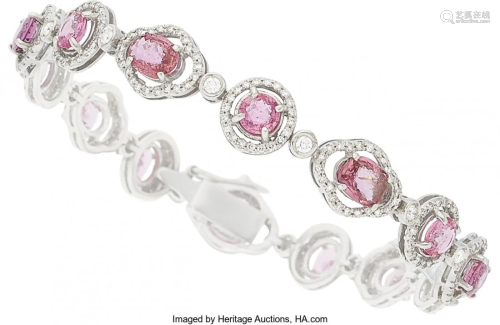 55364: Pink Sapphire, Diamond, White Gold Bracelet The