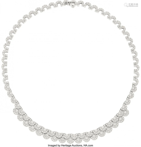 55324: Diamond, White Gold Necklace The necklace featu