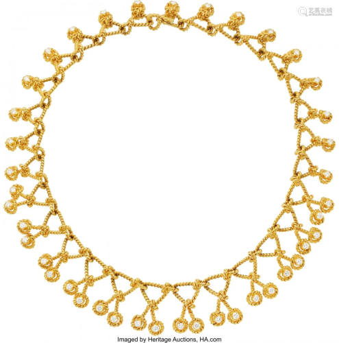 55365: Diamond, Gold Necklace, Verdura The necklace fe