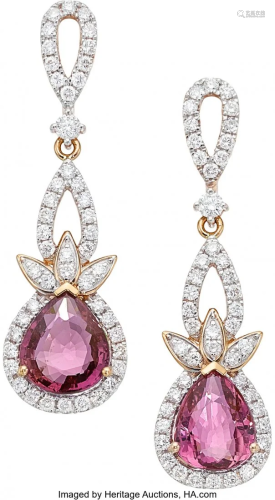 55337: Pink Sapphire, Diamond, Rose Gold Earrings, Mich
