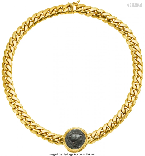 55302: Ancient Coin, Gold Necklace The necklace featur