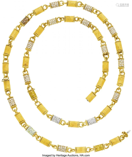 55307: Colored Diamond, Diamond, Gold Convertible Neckl