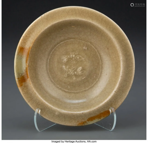 67096: A Chinese Yue Bowl with Moulded Fish, Yuan Dynas