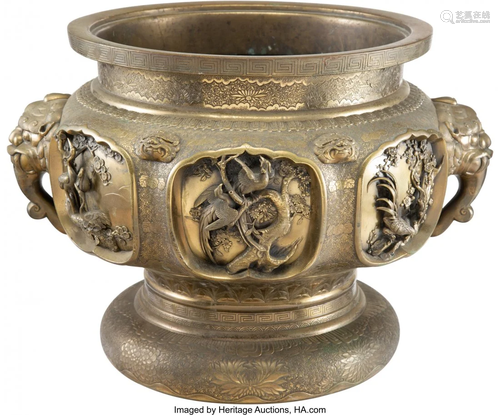 67373: A Japanese Bronze Censer, late Meiji Period 15 x