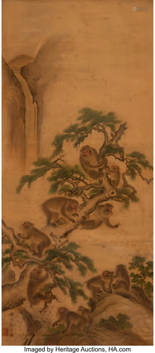 67350: Kamata Gansen (Japanese, b. 1844) Monkeys, 19th