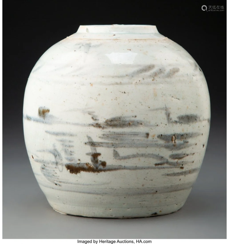 67345: A Korean Stoneware Jar, Joseon Dynasty 6-3/8 x 6