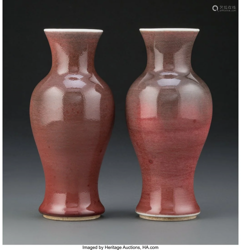 67127: A Pair of Chinese Ox Blood Flambé Vases 7