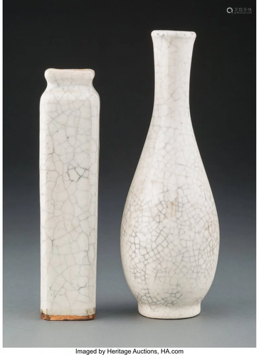 67098: Two Chinese Ge-Type Vases 10 inches (25.4 cm) (t