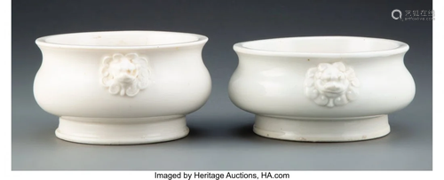 67133: Two Chinese Dehua Porcelain Censers, Qing Dynast