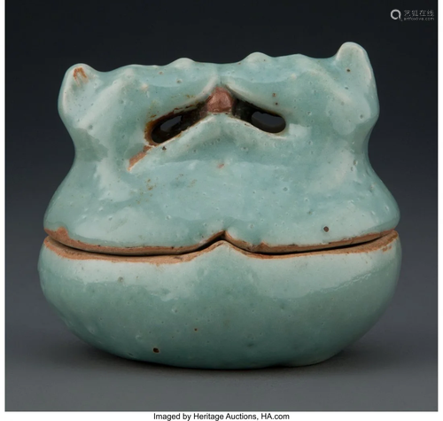 67108: A Chinese Celadon Censer 3-3/8 x 4-1/4 inches (8