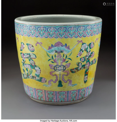 67159: A Large Chinese Famille Jaune Porcelain Planter,