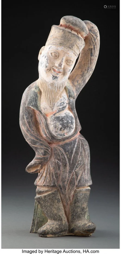 67086: A Chinese Pottery Figure 16-1/2 x 5 x 3-3/4 inch