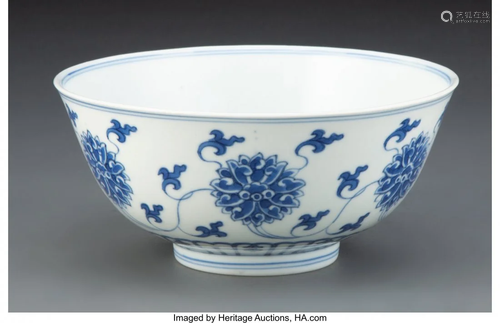 67117: A Chinese Blue and White Lotus Bowl, Qing Dynast