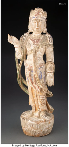 67377: A Japanese Carved Wood Goddess of Mercy 19-1/2 x